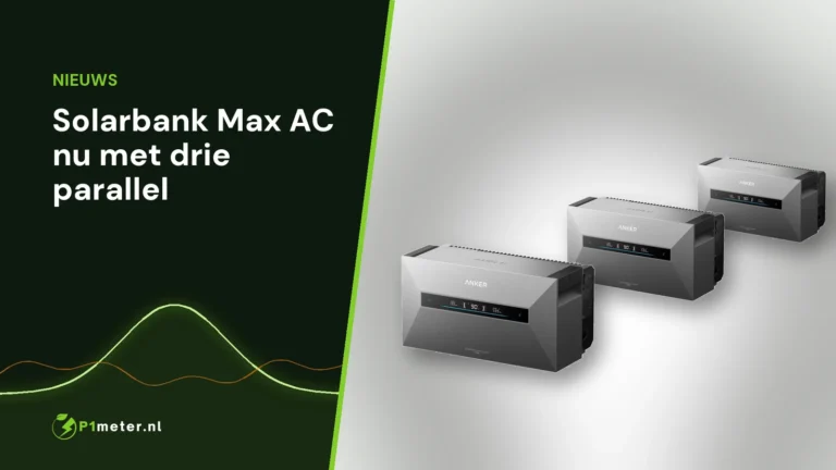 Drie Anker SOLIX Solarbank Max AC-units naast elkaar opgesteld als parallel systeem