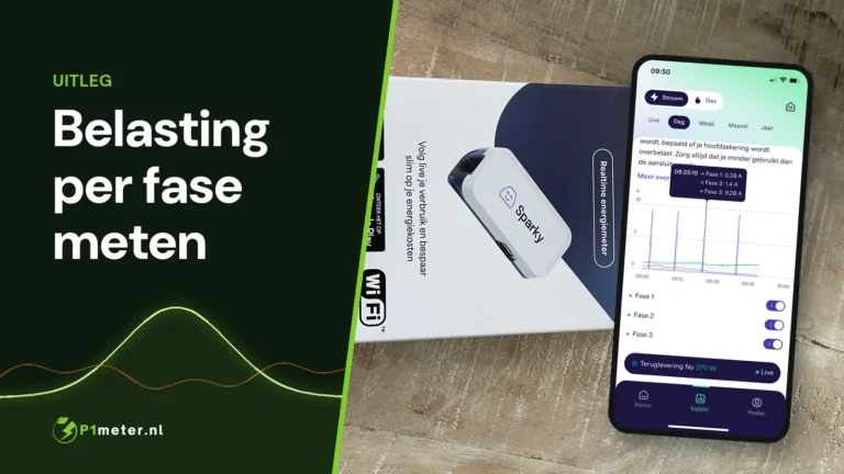 Chargee Sparky met de belasting per fase in ampère in de Chargee-app