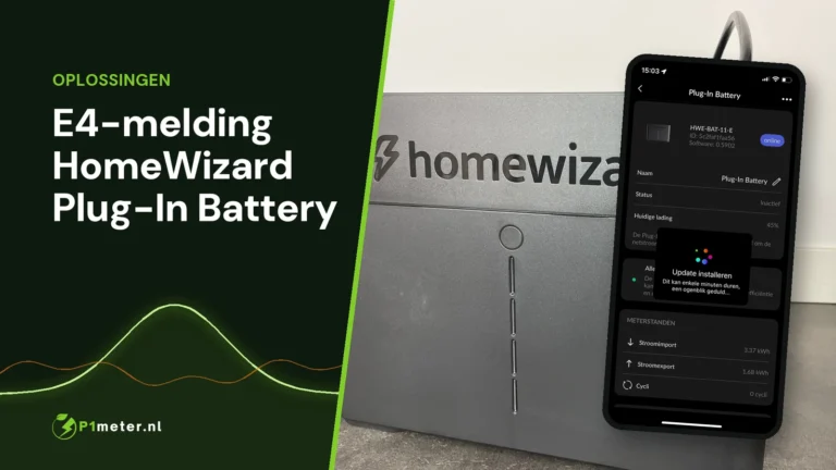 HomeWizard Plug-In Battery met het batterijscherm in de HomeWizard-app
