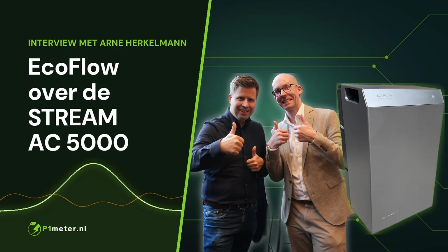 Arne Herkelmann van EcoFlow en Sjoerd van P1Meter.nl bij het interview over de STREAM AC 5000