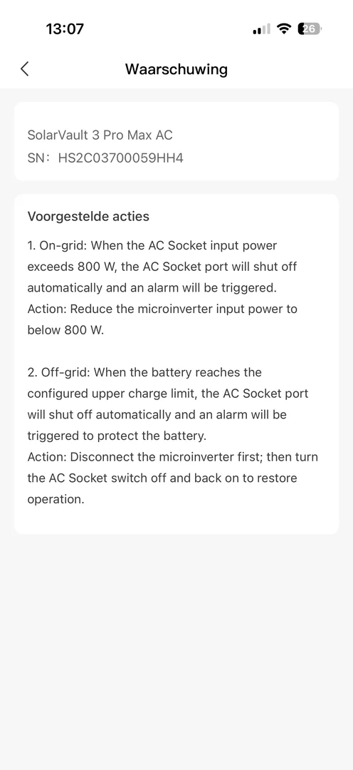 jackery app waarschuwing off grid stopcontact