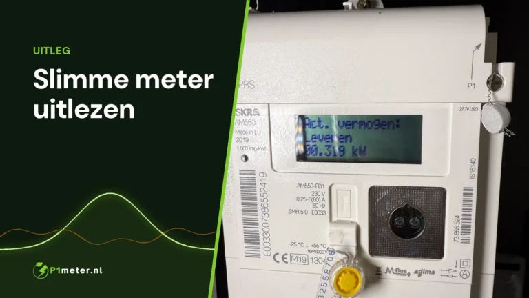 Display van een Iskra slimme meter met het actueel teruggeleverde vermogen