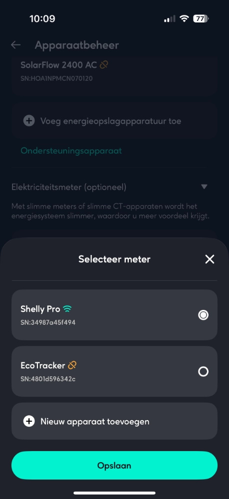 stap1 installatie zendure koppeling homewizard 1 meter