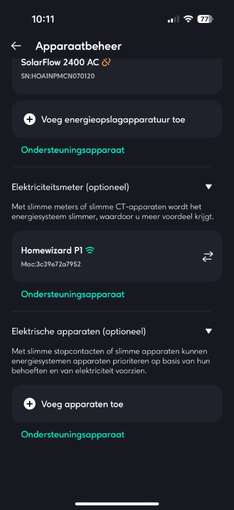 stap6 installatie zendure koppeling homewizard 1 meter