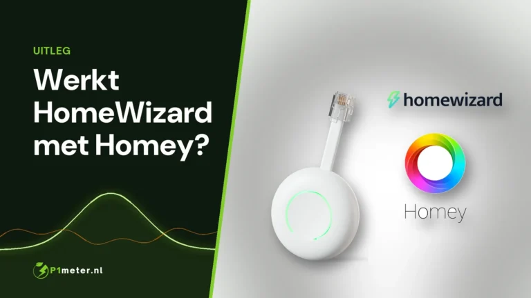 HomeWizard P1 Meter met de logo's van HomeWizard en Homey