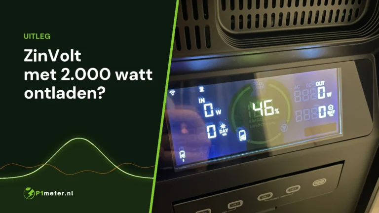 Display van de ZinVolt thuisbatterij met laadstatus en vermogen